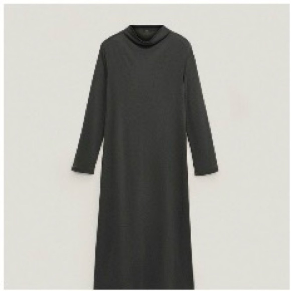 Massimo Dutti Charcoal Long Sleeve Dress